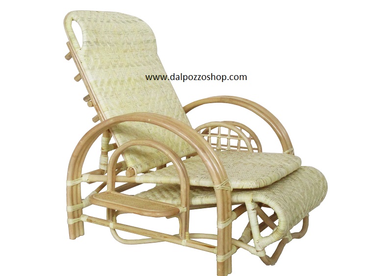 AT/225 Poltrona chaise longue rattan e tessuto vienna naturale